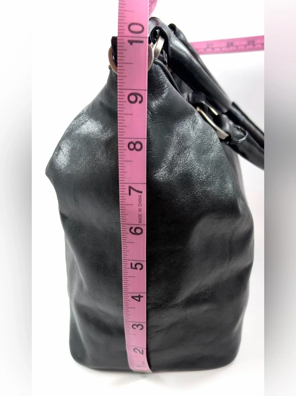 HOBO International Black Distressed Leather Convertible Shoulder Tote Bag